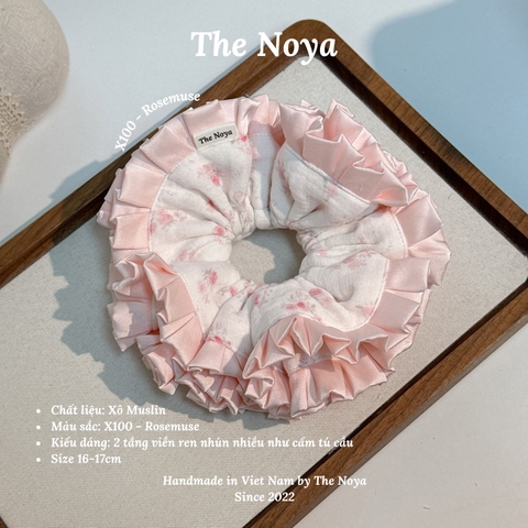 Rosemuse Scrunchie - Dây buộc tóc xô muslim 2 tầng phối viền, scrunchie cẩm tú cầu handmade by The Noya X100