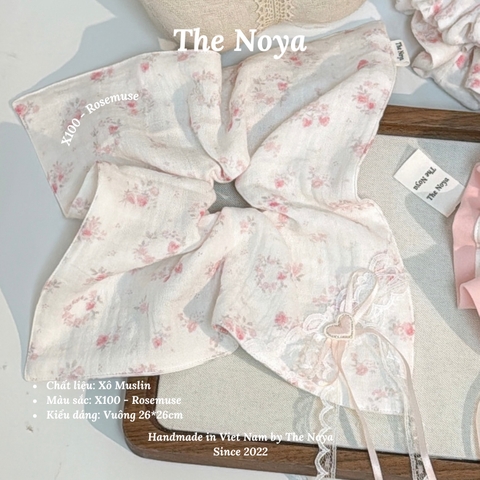 Rosemuse Scrunchie - Dây buộc tóc xô muslim 2 tầng phối viền, scrunchie cẩm tú cầu handmade by The Noya X100