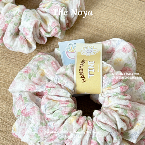 [SIÊU TO] Dây buộc tóc/Scrunchies handmade Loại 1 The Noya X36 Hoa Loang Mix