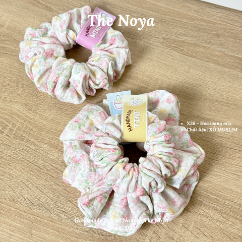 [SIÊU TO] Dây buộc tóc/Scrunchies handmade Loại 1 The Noya X36 Hoa Loang Mix