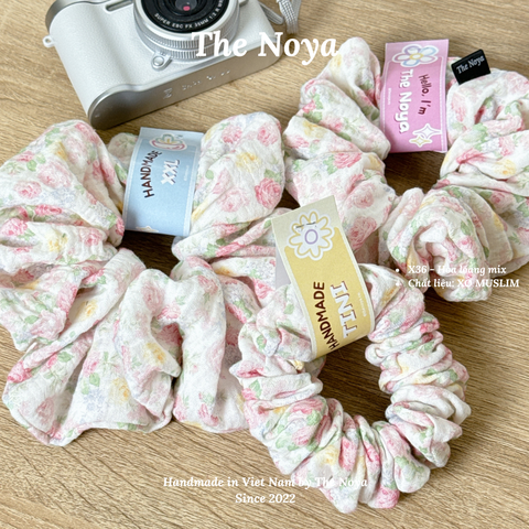 [SIÊU TO] Dây buộc tóc/Scrunchies handmade Loại 1 The Noya X36 Hoa Loang Mix