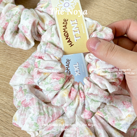 [SIÊU TO] Dây buộc tóc/Scrunchies handmade Loại 1 The Noya X36 Hoa Loang Mix