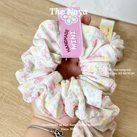[SIÊU TO] Dây buộc tóc/Scrunchies handmade Loại 1 The Noya X36 Hoa Loang Mix