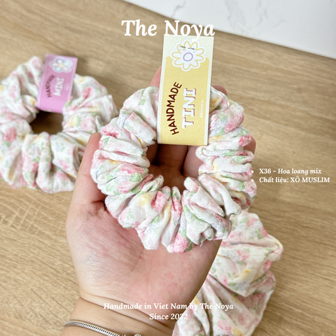[SIÊU TO] Dây buộc tóc/Scrunchies handmade Loại 1 The Noya X36 Hoa Loang Mix