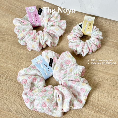 [SIÊU TO] Dây buộc tóc/Scrunchies handmade Loại 1 The Noya X36 Hoa Loang Mix