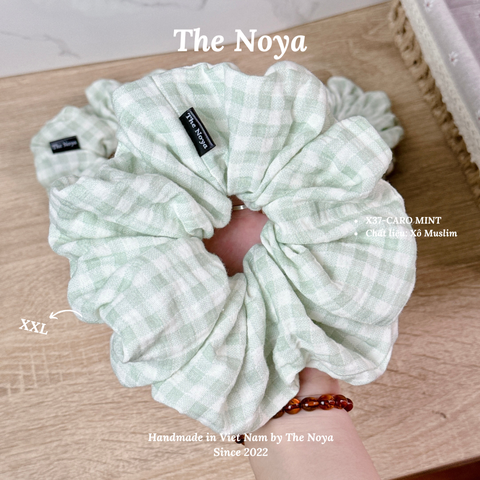 CARO MINT - Dây buộc tóc/Scrunchies handmade Loại 1 The Noya X37