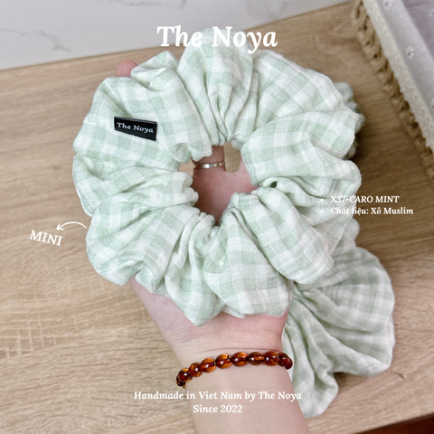 CARO MINT - Dây buộc tóc/Scrunchies handmade Loại 1 The Noya X37