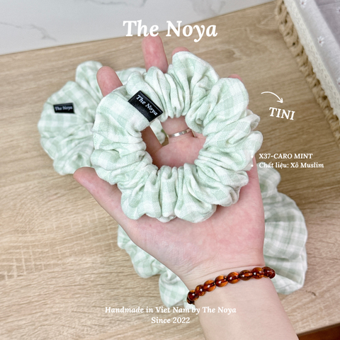 CARO MINT - Dây buộc tóc/Scrunchies handmade Loại 1 The Noya X37