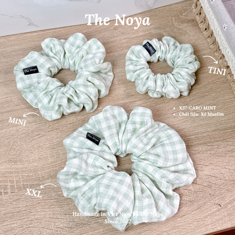 CARO MINT - Dây buộc tóc/Scrunchies handmade Loại 1 The Noya X37