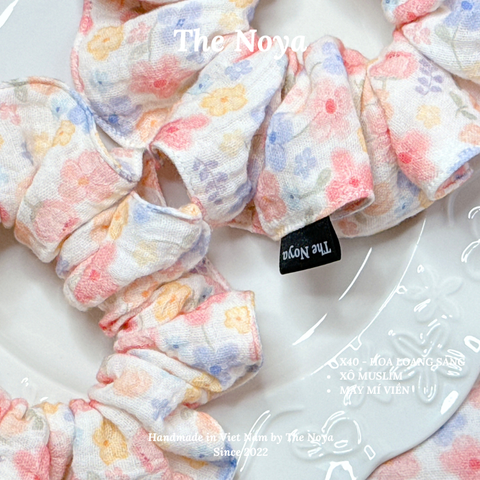 [SIÊU TO] Scrunchies hoạ tiết Hoa Loang Sáng Mí viền handmade Siêu Phồng The Noya X40