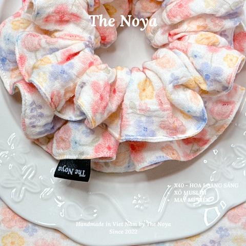 [SIÊU TO] Scrunchies hoạ tiết Hoa Loang Sáng Mí viền handmade Siêu Phồng The Noya X40