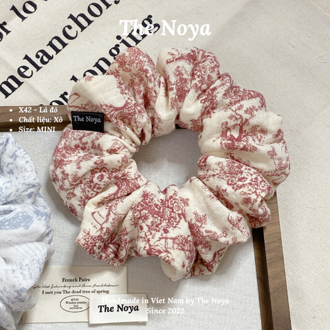 X41, X42 - Dây buộc tóc scrunchies Xô Muslin 2 lớp hoạ tiết lạ handmade by The Noya