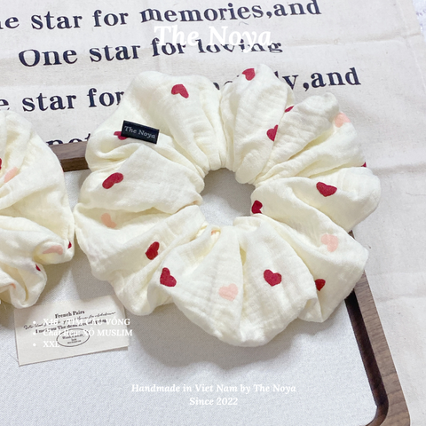 [SIÊU PHỒNG] Scrunchies form to bồng bềnh hoạ tiết trái tim handmade The Noya X46