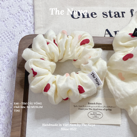 [SIÊU PHỒNG] Scrunchies form to bồng bềnh hoạ tiết trái tim handmade The Noya X46