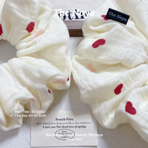 [SIÊU PHỒNG] Scrunchies form to bồng bềnh hoạ tiết trái tim handmade The Noya X46