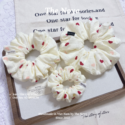 [SIÊU PHỒNG] Scrunchies form to bồng bềnh hoạ tiết trái tim handmade The Noya X46