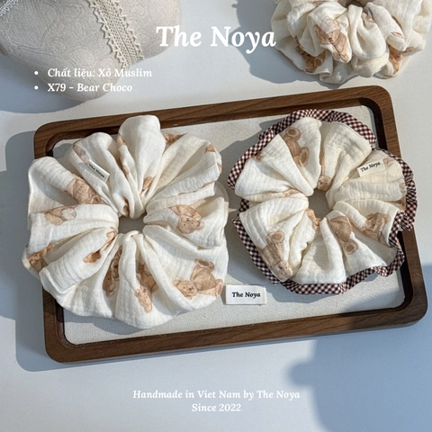 'Bear Choco' Scrunchies chất Xô Muslin handmade by The Noya X79