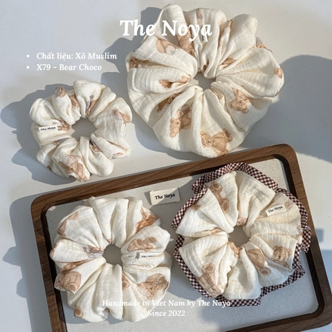 'Bear Choco' Scrunchies chất Xô Muslin handmade by The Noya X79