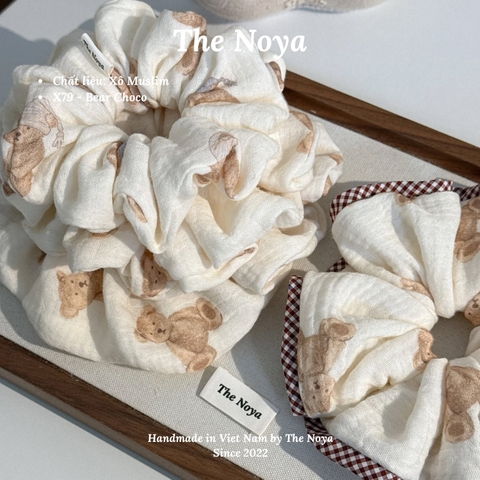 'Bear Choco' Scrunchies chất Xô Muslin handmade by The Noya X79