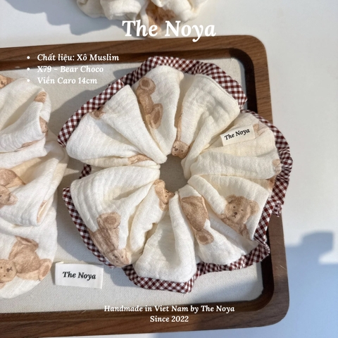 'Bear Choco' Scrunchies chất Xô Muslin handmade by The Noya X79