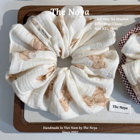 'Bear Choco' Scrunchies chất Xô Muslin handmade by The Noya X79