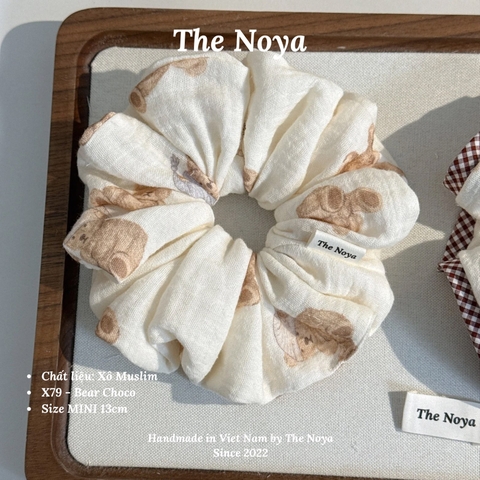 'Bear Choco' Scrunchies chất Xô Muslin handmade by The Noya X79