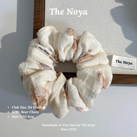'Bear Choco' Scrunchies chất Xô Muslin handmade by The Noya X79