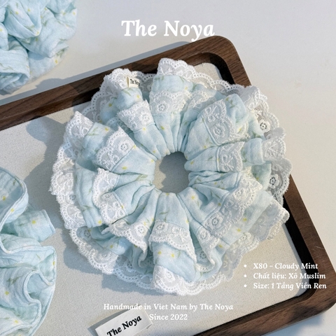 'Cloudy Mint' Scrunchies handmade siêu phồng nhiều kiểu màu pastel by The Noya X80