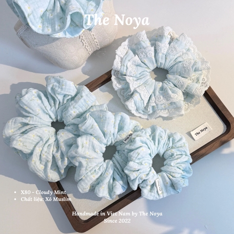'Cloudy Mint' Scrunchies handmade siêu phồng nhiều kiểu màu pastel by The Noya X80