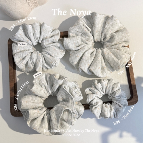 Scrunchie, dây buộc tóc 2 tầng xô muslim handmade siêu phồng hoạ tiết vintage The Noya X85-X90