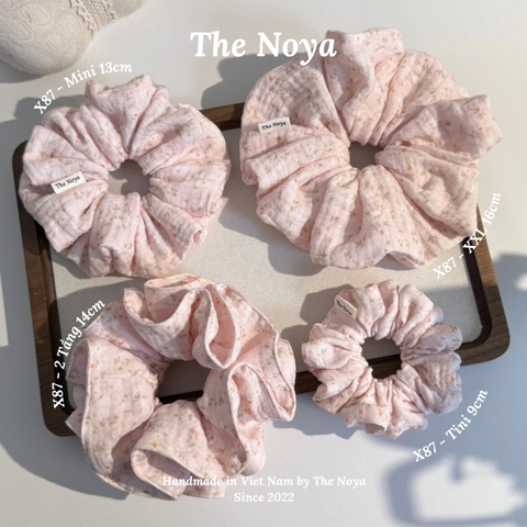 Scrunchie, dây buộc tóc 2 tầng xô muslim handmade siêu phồng hoạ tiết vintage The Noya X85-X90