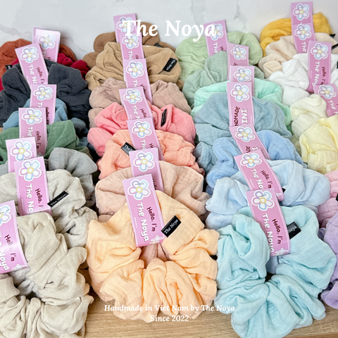 [THỦ CÔNG] Dây Buộc Tóc Xô Trơn Size Mini Siêu Phồng 13-14cm The Noya