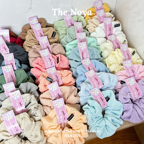 [THỦ CÔNG] Dây Buộc Tóc Xô Trơn Size Mini Siêu Phồng 13-14cm The Noya