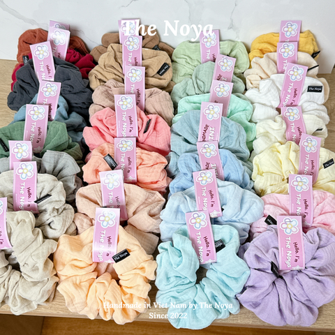 [THỦ CÔNG] Dây Buộc Tóc Xô Trơn Size Mini Siêu Phồng 13-14cm The Noya