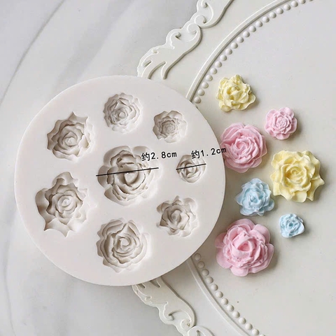 Khuôn silicon 8 hoa hồng mới (khuôn tròn)