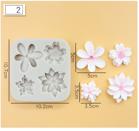 Khuôn Silicon 4 hoa vuông đẹp