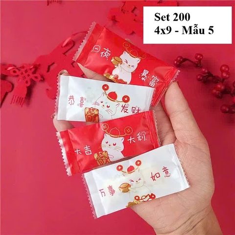 (Thanh lý) 100 Túi Kẹo Trang Trí 4x9cm Nhiều Mẫu – Túi Gói Bánh Kẹo Handmade, Túi Gói Quà Mini