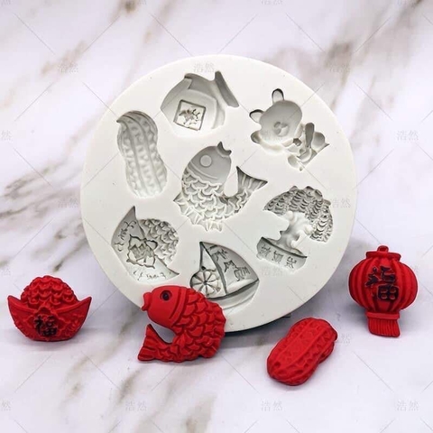 Khuôn Silicon đèn lồng, cá chép, mèo thần tài