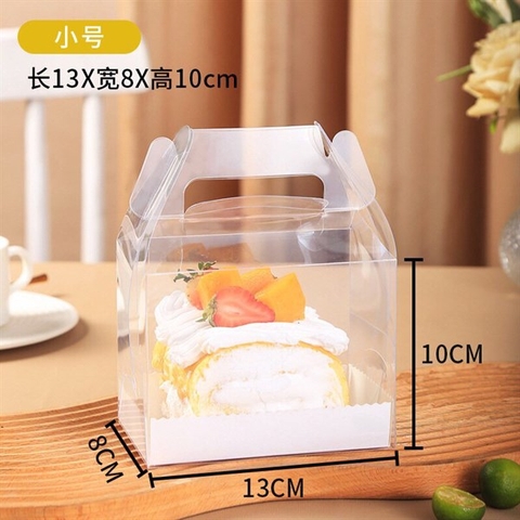 HỘP BÁNH CUỘN MICA TRONG - SIZE NHỎ 13*8*10