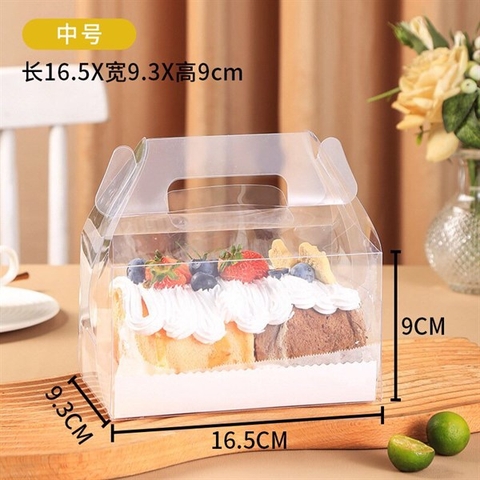 HỘP BÁNH CUỘN MICA TRONG - SIZE TRUNG 16*9*9CM