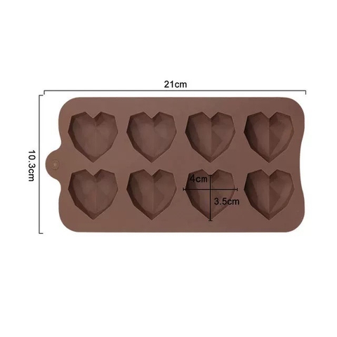 Khuôn silicon 8 tim kim cương nhỏ 4cm