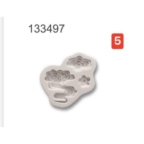 Khuôn Silicon 2 đám mây + hoa 133497