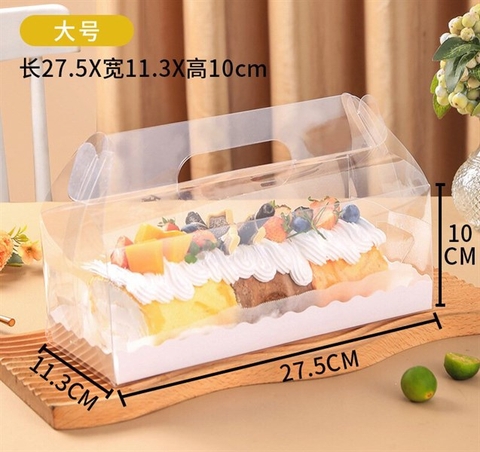 HỘP BÁNH CUỘN MICA TRONG - SIZE LỚN 27.5*11.5*10CM