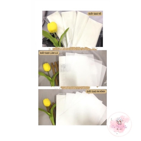 Giấy Gạo Làm hoa lá Dày 0.35mm – Khổ A4 – Tệp 100 Tờ – Trang Trí Bánh Sinh Nhật, Bánh Cưới, In Hình Bánh Kem