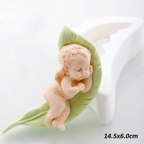 Khuôn Silicon em bé ngủ trên lá