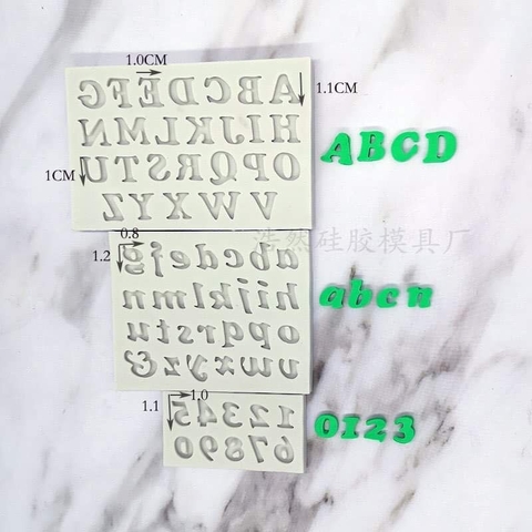 Khuôn Silicon bộ 3 khuôn chữ, số size nhỏ