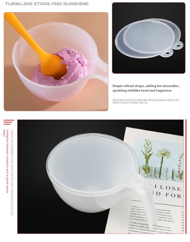 Bát nhựa trộn kem trắng kèm nắp