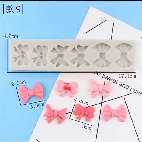 Khuôn Silicon 6 nơ lớn chữ nhật