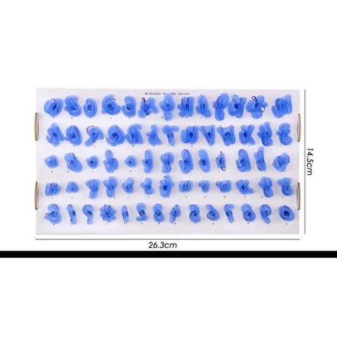 Bảng ấn chữ chìm xanh dương (hoa, thường, số)