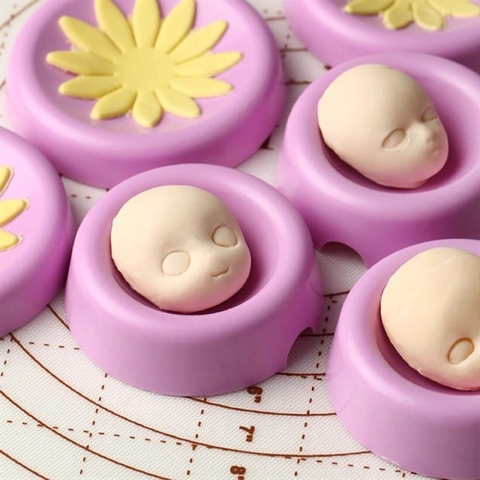 Set 6 khuôn tím tròn lõm 2 size (đỡ mặt chibi)